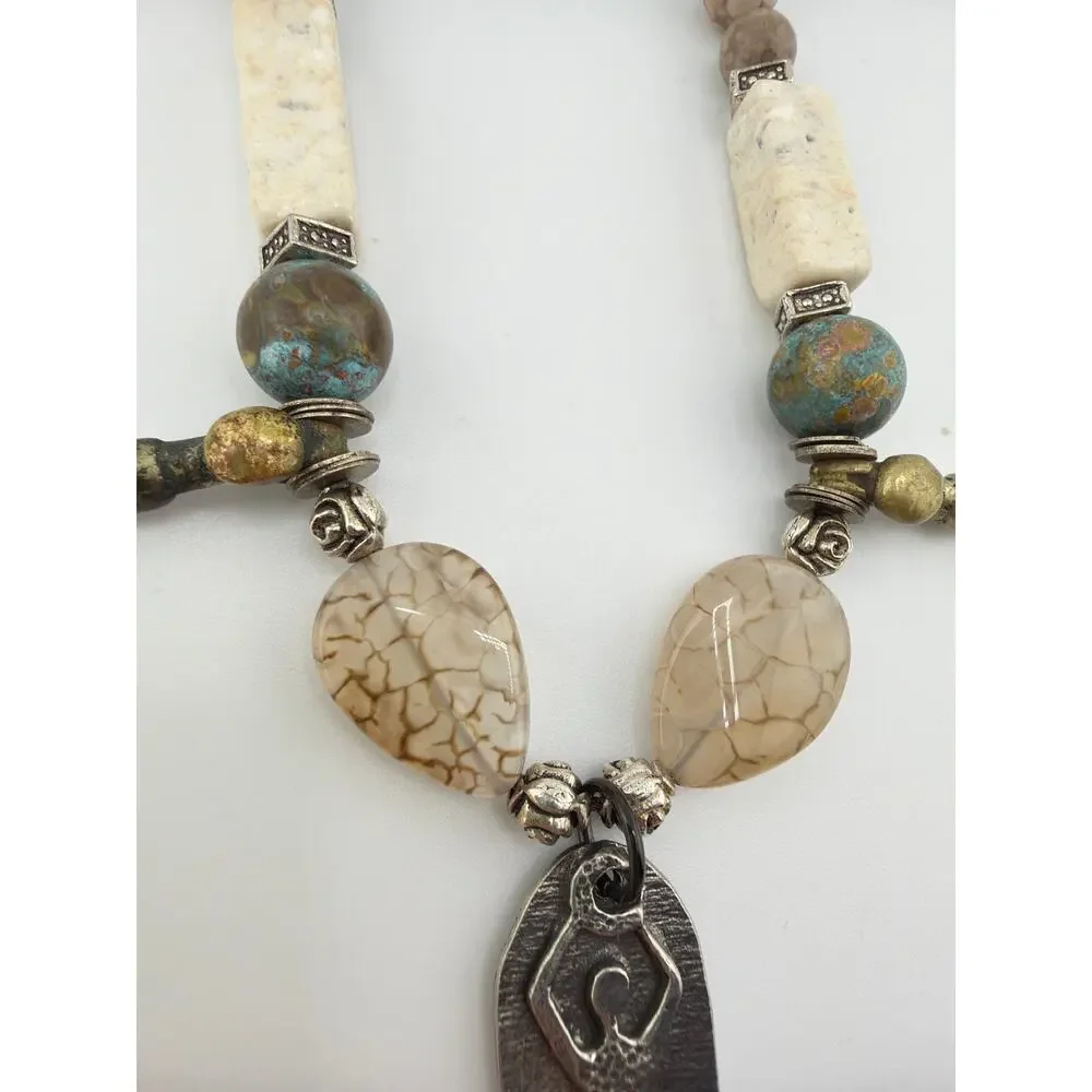 Bohemian Goddess Statement Necklace: Agate, Amber, Magnesite & Jasper